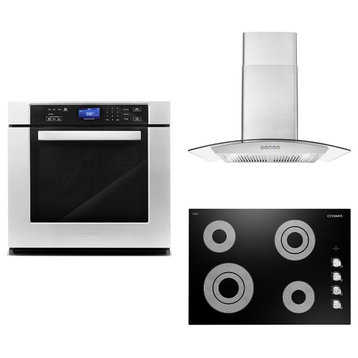 3-Piece 30" Electric Cooktop 30" Wall Mount Range Hood 30" Electric Wall Oven