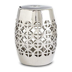 Geometric Garden Stool - Silver - New - Bar Stools And Counter Stools