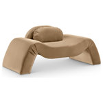 Meridian Furniture - Austin Upholstered Chair, Beige, Velvet, Accent Chair - Dare to be different with the Austin beige velvet accent chair. Its avant-garde design and luxurious velvet upholstery offer a truly unexpected seating experience. The chair is a modern marvel that redefines comfort and style with its innovative design to create a truly unforgettable piece.