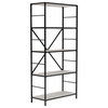 Gem 63" Freestanding Bookcase, 4 Wood Shelves, Open Black Metal Frame