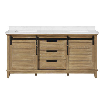 OVE Decors Edenderry 72 in. Vanity Rustic Almond Finish and Power Bar
