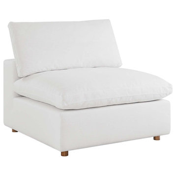 Commix Down Filled Overstuffed Armless Chair, Pure White