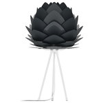 UMAGE - Aluvia Table Lamp, Anthracite/White - Modern. Elegant. Striking. The VITA Aluvia is an artistic assemblage of 60 precision-cut aluminum leaves, overlapping each other on a durable polycarbonate frame. These metal leaves surround the light source, emitting glare-free, ambient light.  The underside of each leaf is painted white for increased light reflection, and the exterior is finished in one of two different colors: subtle Pearl or dramatic Anthracite. Available in two sizes, the Medium (18.9"H x 23.3"W) can be used as a pendant or hanging wall lamp, while the Mini (11.8"H x 15.7"W) is available as a pendant, table lamp, floor lamp or hanging wall lamp. Hang it over the dining table, position it in a corner, or use as a statement piece anywhere; the Aluvia makes an artistic impact in any room.