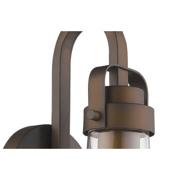 Retro Industrial 1 Light Wall Sconce in Oiled Bronze