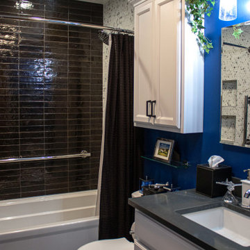 Blue and Black Colorful Guest Bathroom