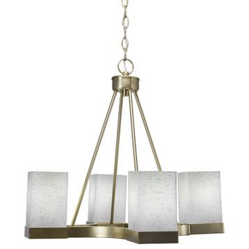 Nouvelle Chandelier - New Age Brass, White Muslin, 4