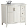 Winston Bath Vanity Rounded Front With White Quartz Marble Top, Soft White, 36"