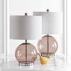 Safavieh Lonni Table Lamp Set of 2 Smoked Grey Glass