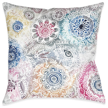 Floral Sketch Outdoor Pillow, 18"x18"