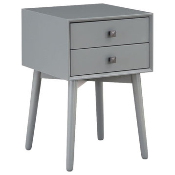 Furniture of America Alto Mid-Century Wood 2-Drawer Side Table in Gray