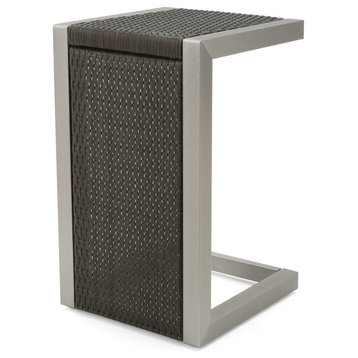 GDF Studio Cape Coral Modern Wood Finish C-Shaped End Table, Gray