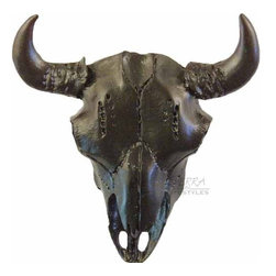 Sierra Lifestyles - Black Cabinet Knobs Buffalo Skull 681183 - Cabinet And Drawer Knobs