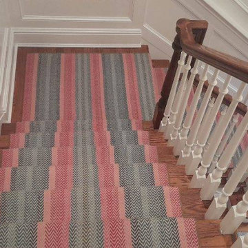 Chevron Colorful Staircase Carpet Installation