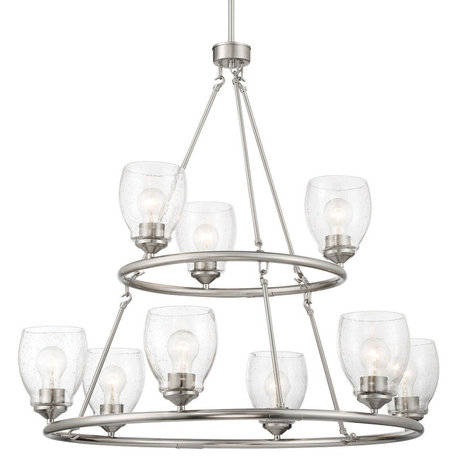 Minka Lavery 2439 Winsley 9 Light 34"W Vantage Two-Tier Ring - Brushed Nickel