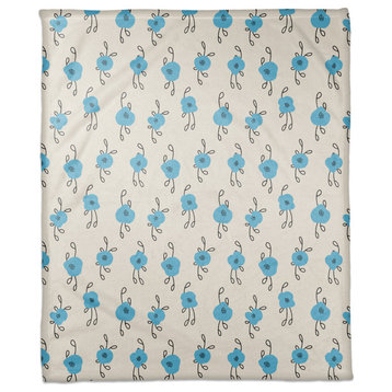 Blue Blooms 50"x60" Coral Fleece Blanket