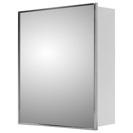 Deluxe Series Medicine Cabinet, 20"x26", Stainless Steel Frame, Surface Mount