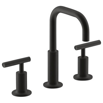 Kohler Widespread Bathroom Faucet, Lever Handles, Matte Black, K-14406-4-BL
