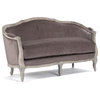 Rue du Bac French Country Chocolate Velvet Feather Settee Loveseat