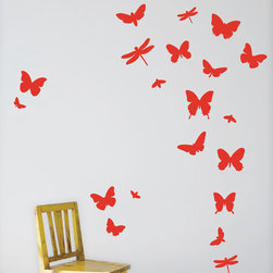 Butterflies Wall Stickers - Red - Picture Frames