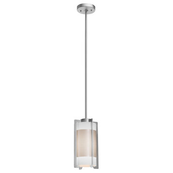 Access Lighting Iron Pendant, Brushed Steel/Opal 20738-BS-OPL