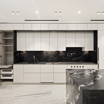 Contemporary white kitchen in Williamsburg