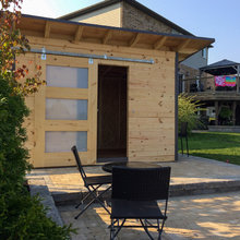 Modern Bar Shed With Sliding Barn Door An Siding Windows