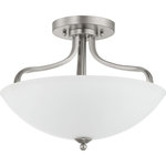 Progress - Progress P350136-009 Laird - Three Light Convertible Semi-Flush Mount - The three-light semi-flush fixture that also can convert to a hanging fixture from the Laird collection provides a contemporary complement to casual interiors popular in today's homes. Glass shade with scrolling arms add distinction and provide pleasing illumination to any room, creating an airy effect.