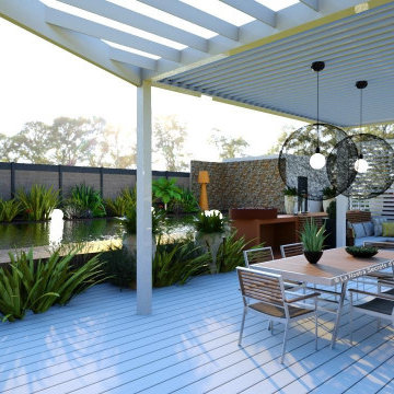 Aménagement d'extérieur - Pergola Bioclimatique - Villa contemporaine version 2