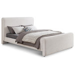 Meridian Furniture - Stylus Black Boucle Fabric Full Bed, Cream, Full - Make this Stylus boucle fabric bed the focal point of your new bedroom makeover. This lovely bed features an uber modern look with its curved headboard and footboard and its all-over neutral color. Cream boucle upholstery adds a softness to this contemporary design while feeling gentle and welcoming to the skin while you watch TV or read in bed. A sturdy frame adds resilience and long life to the bed's construction for continued enjoyment and performance.