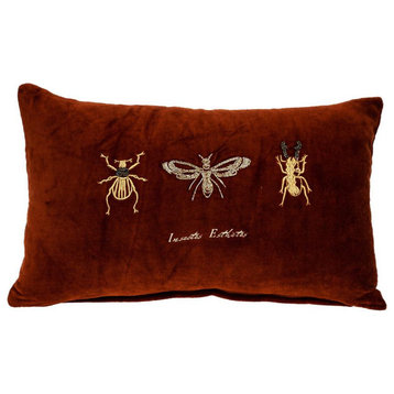 Golden Insects Velvet Throw Pillow - 383140