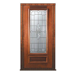 Prehung Single Door 80 Mahogany Versailles 1 Panel 3/4 Lite Glass - Front Doors