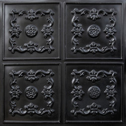 130 Faux Tin Ceiling Tile Glue up 24x24 - Black - Ceiling Tile