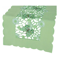 Xia Home Fashions - Emerald Mariposa 12"x48" Table Runner - Table Runners