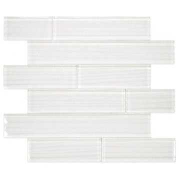 Mosaic Linear Glass Tiles for Wall Floor & more, Silver White Lines