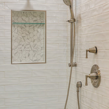 Master bathroom remodel in Ashburn, VA with walk in shower & double vanities