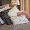 Frisco Mongolian Sheepskin Faux Fur Pillows, Set of 2, Stone White, 20"x20"