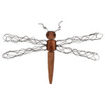 Phillips Collection - Wire Wing Dragonfly, 16x1x10"h - Hand carved by a single Thai artisan, these carved dragonflies are crafted from blocks of recycled wood. By simply adding some metal wire, these blocks of wood are transformed into adorable wall sculptures. Available in 3 sizes.