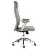 Gray Faux Leather Seat Swivel Adjustable Task Chair Leather Back Steel Frame