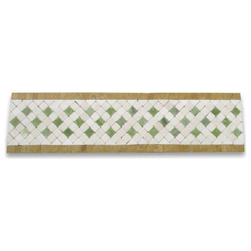 Marble Mosaic Border Listello Insert Tile Inca Antique 3.25x12 Tumbled, 1 piece