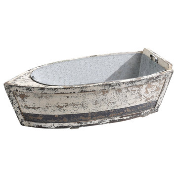 Decorative Wood Boat With Tin Insert