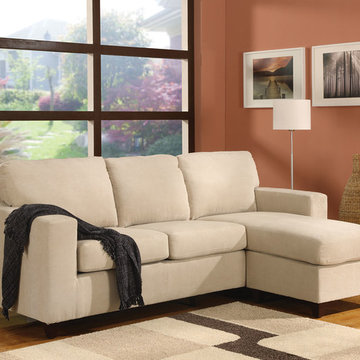 Vogue Reversible Chaise Sectional, Beige Microfiber