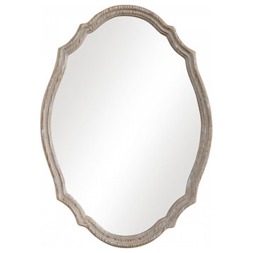 Light Ivory Distressing Oval Wall Mirror, Bathroom Mirror, 24 X 34