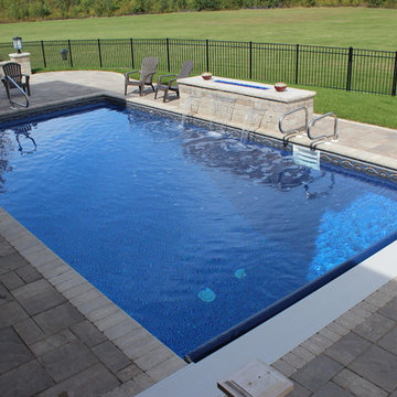 Rectangle Pool with Polymer Walls and a Vinyl Liner + Coverstar Automatic Cover