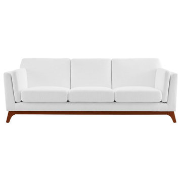 "Timeless Allure: Chance Upholstered Fabric Sofa - Mid-Century Charm Clean Line