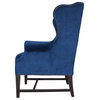 Gracie Art Deco Royal Blue Velvet Classic Wing Chair