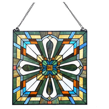 Chloe Lighting ARCHIE Mission-Style Stained Glass Window Panel 20" Wide