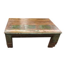 Mogul Interior - Consigned Antique Low Floor Corbels Coffee Table, Chai Table Rustic Furniture - Coffee Tables