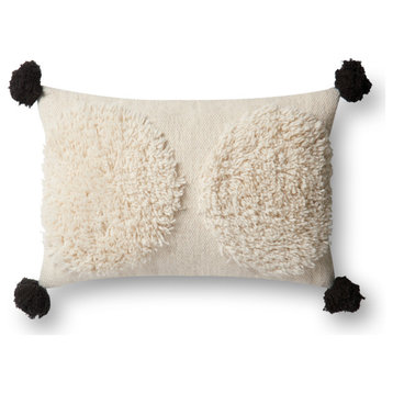 Shaggy Wool Ivory/Black Decorative Throw Pillow by Justina Blakeney x Loloi