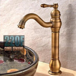 Antique Brass High Version Mixer Bathroom Sink Faucet TA0199F - Bathroom Sink Faucets