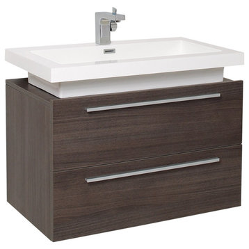 Medio 32" Bathroom Cabinet, Base: Gray Oak, With Top, Vessel Sink